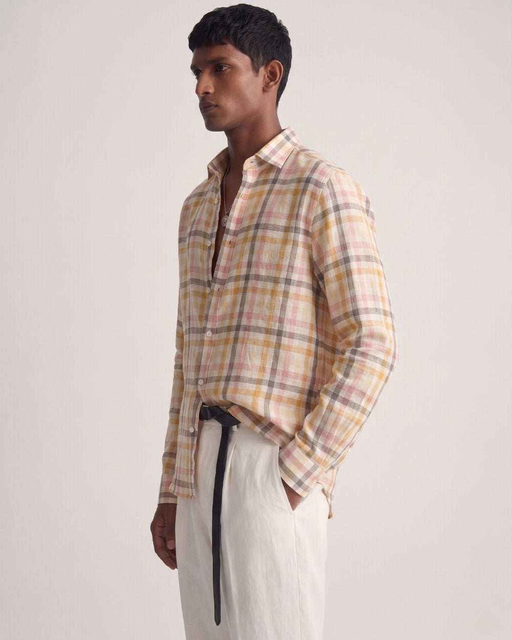 Amber Grid Linen Shirt