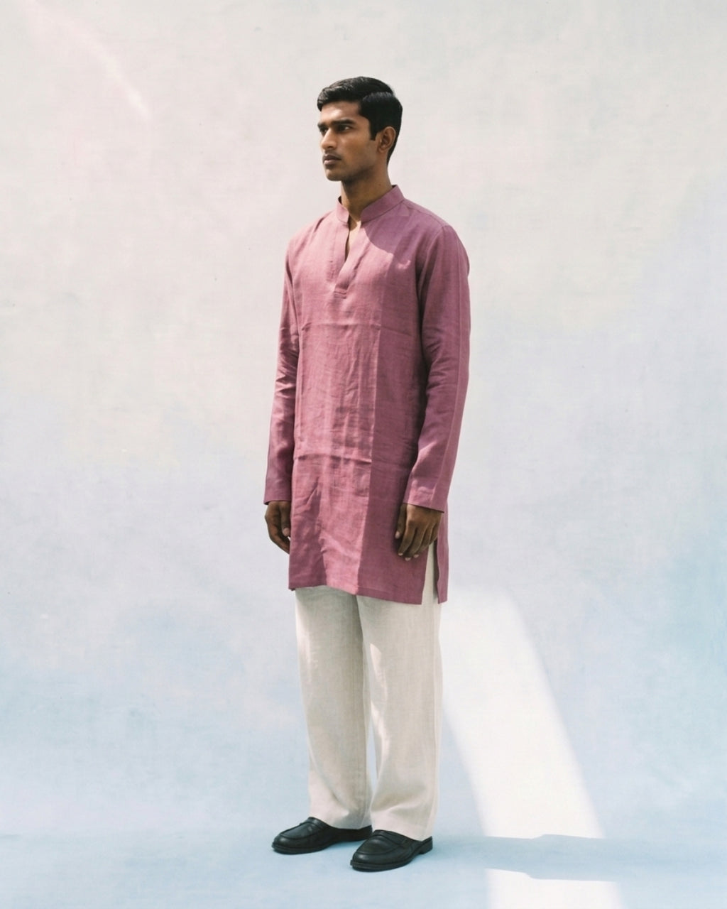 Pastel Maroon Linen Kurta
