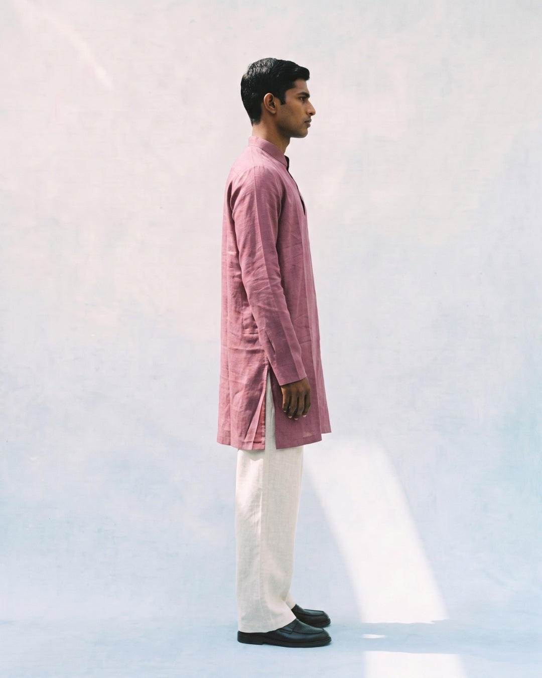 Pastel Maroon Linen Kurta