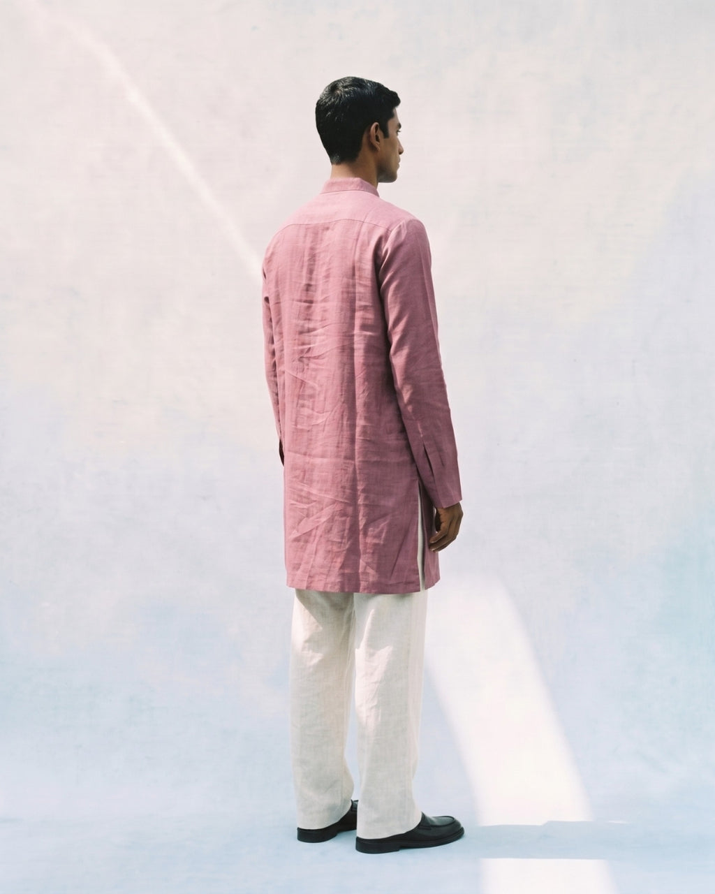 Pastel Maroon Linen Kurta