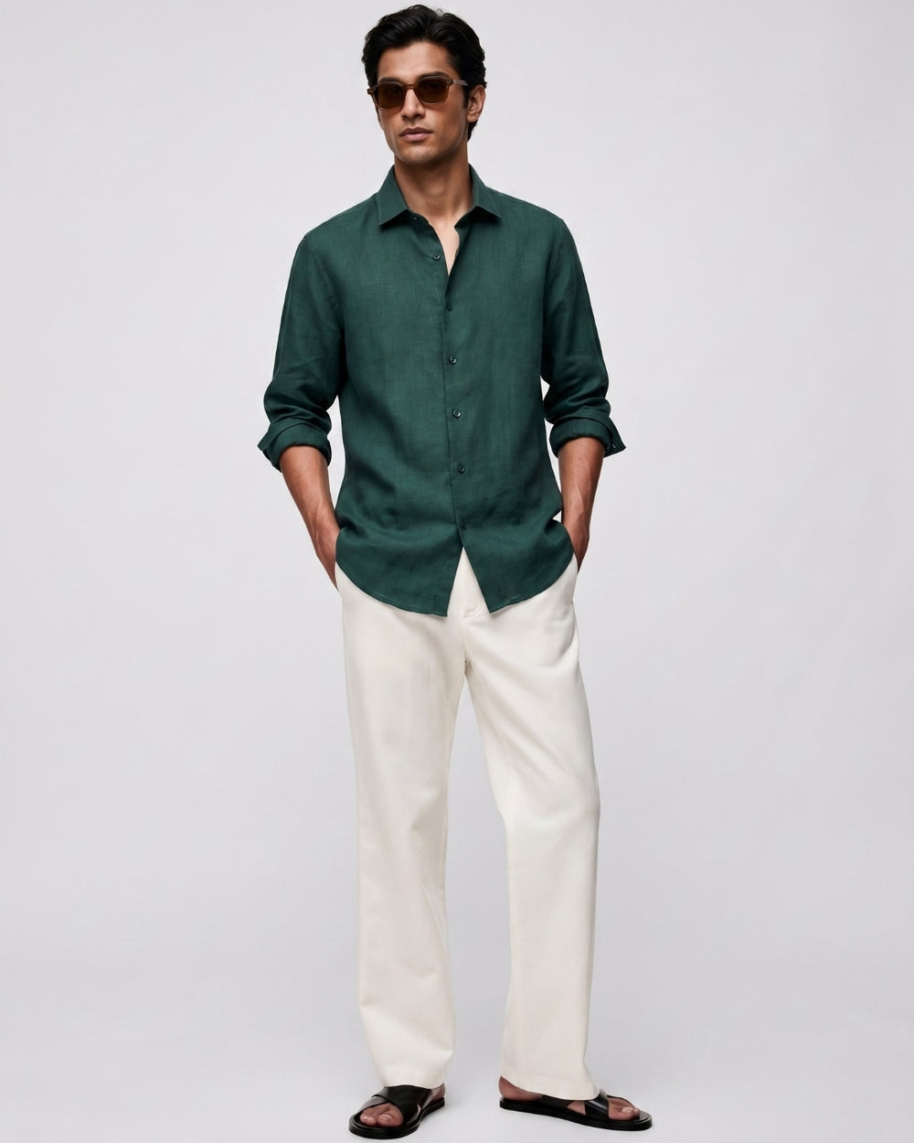 Forest Green Linen Shirt