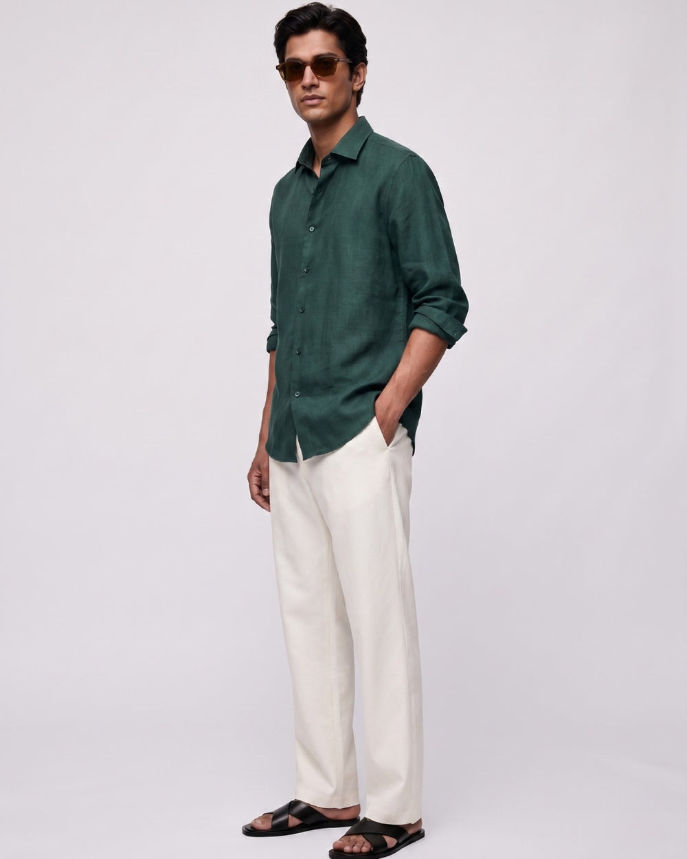 Forest Green Linen Shirt