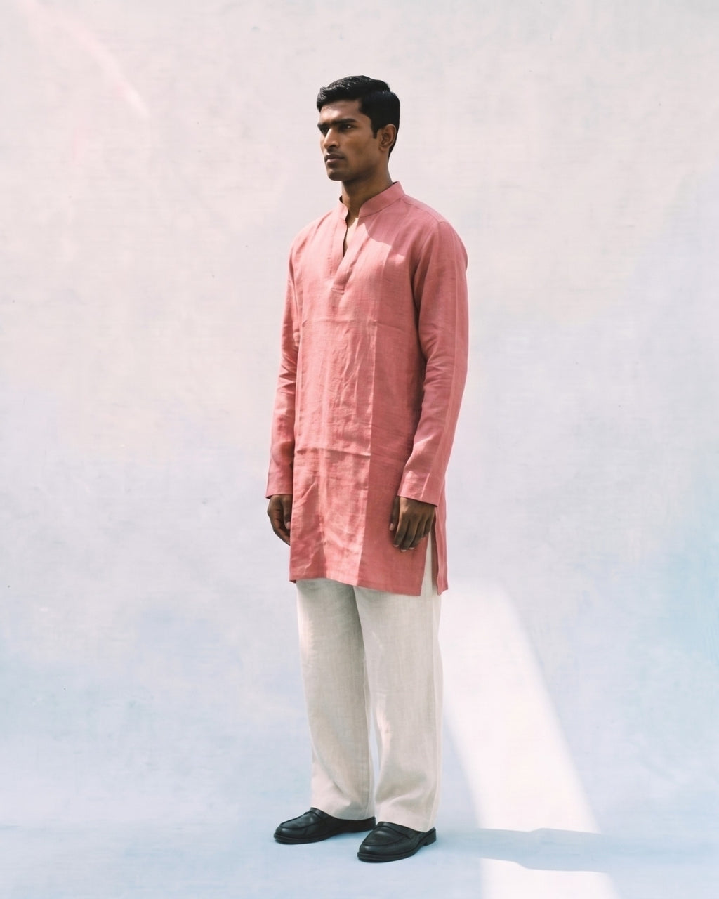 Pastel Pink Linen Kurta