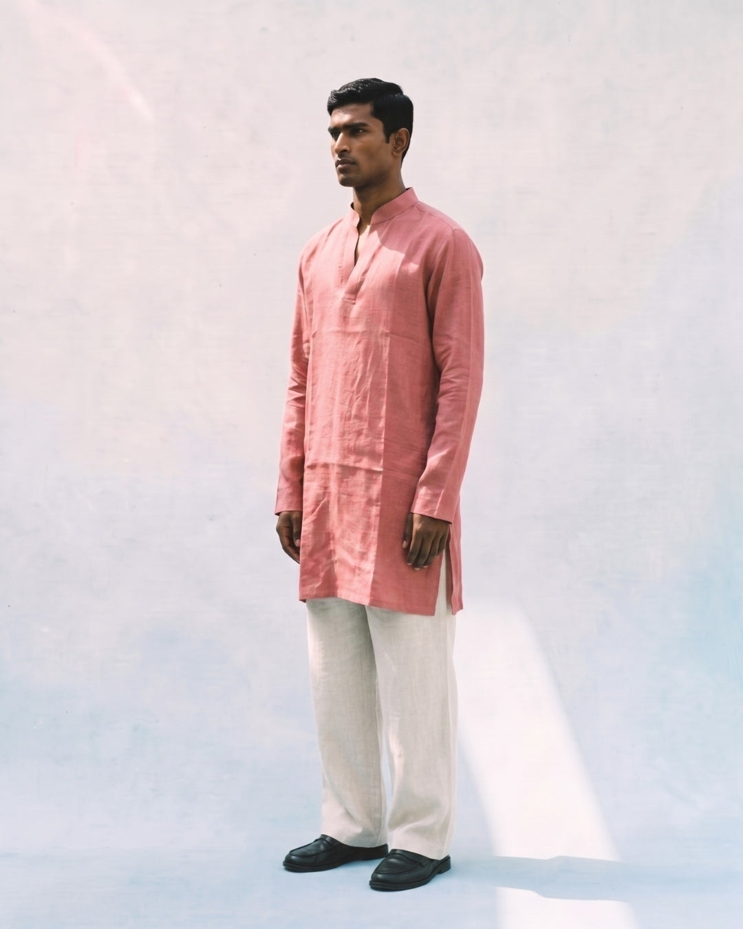 Pastel Pink Linen Kurta