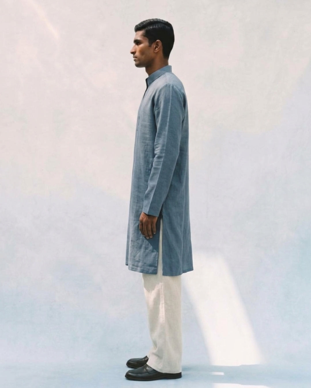 Pastel Blue Linen Kurta
