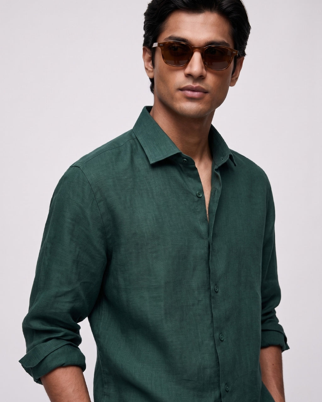 Forest Green Linen Shirt