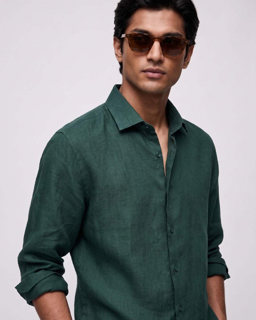 Forest Green Linen Shirt