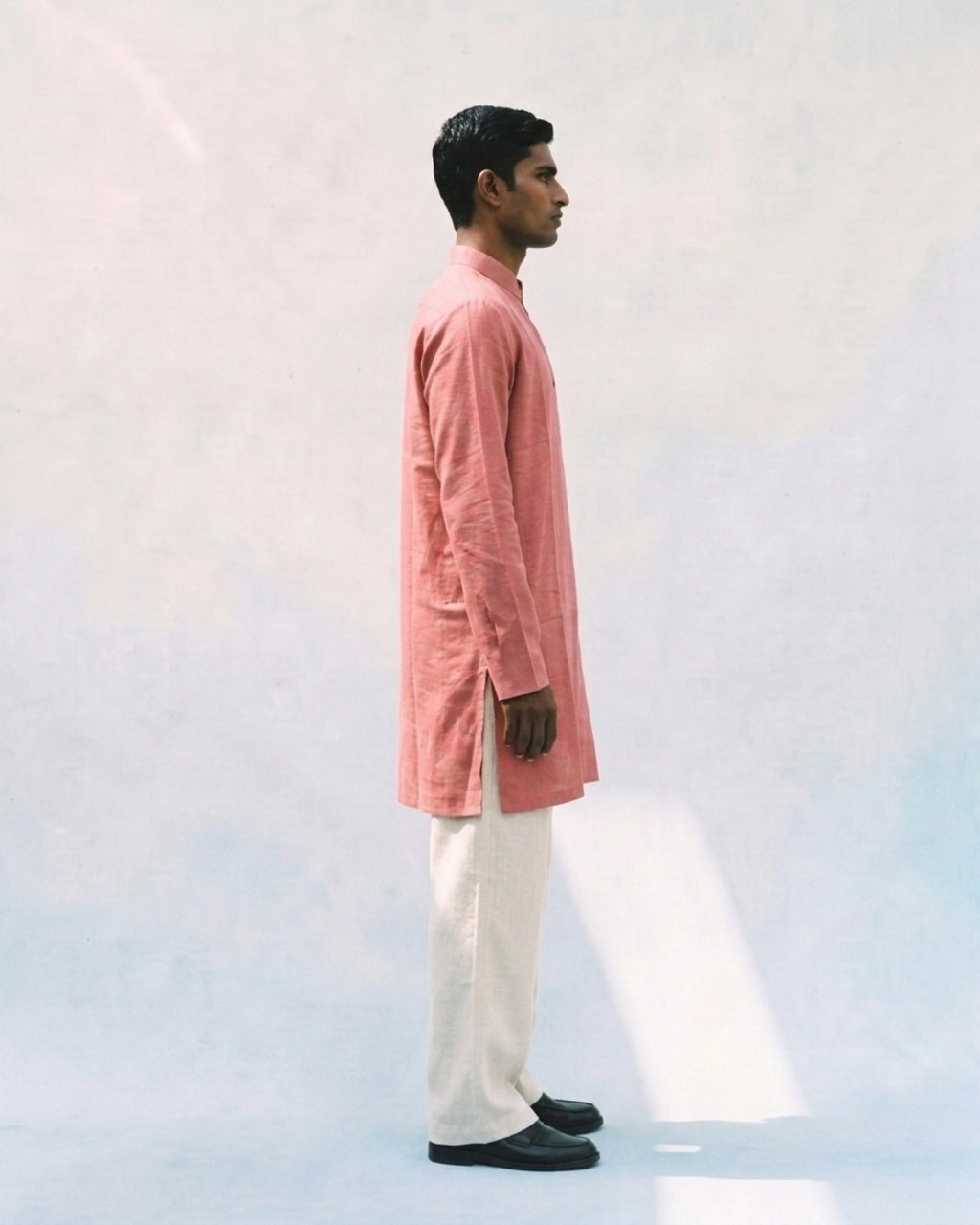 Pastel Pink Linen Kurta