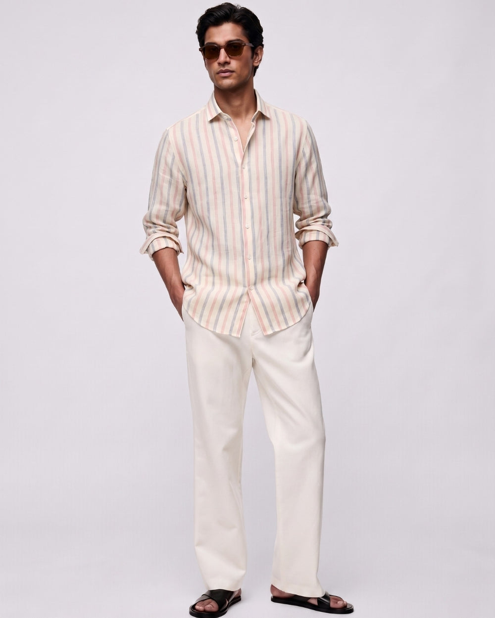 Rosé Striped Linen Shirt