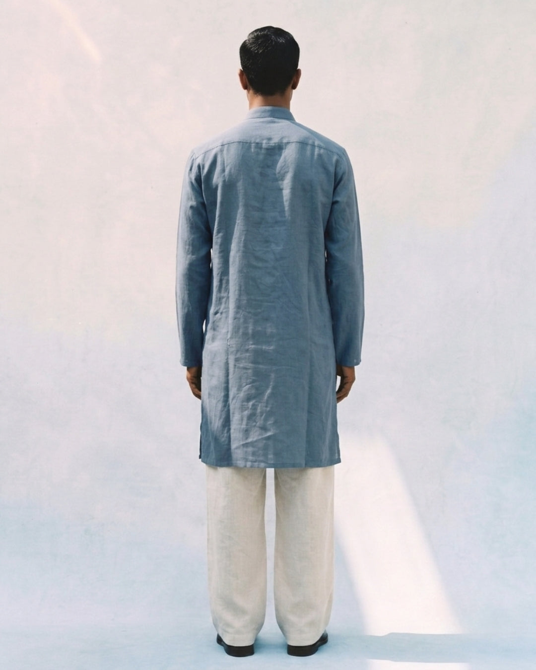 Pastel Blue Linen Kurta