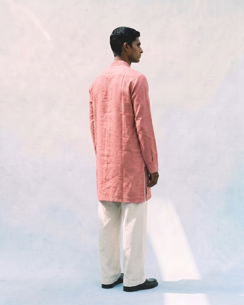 Pastel Pink Linen Kurta