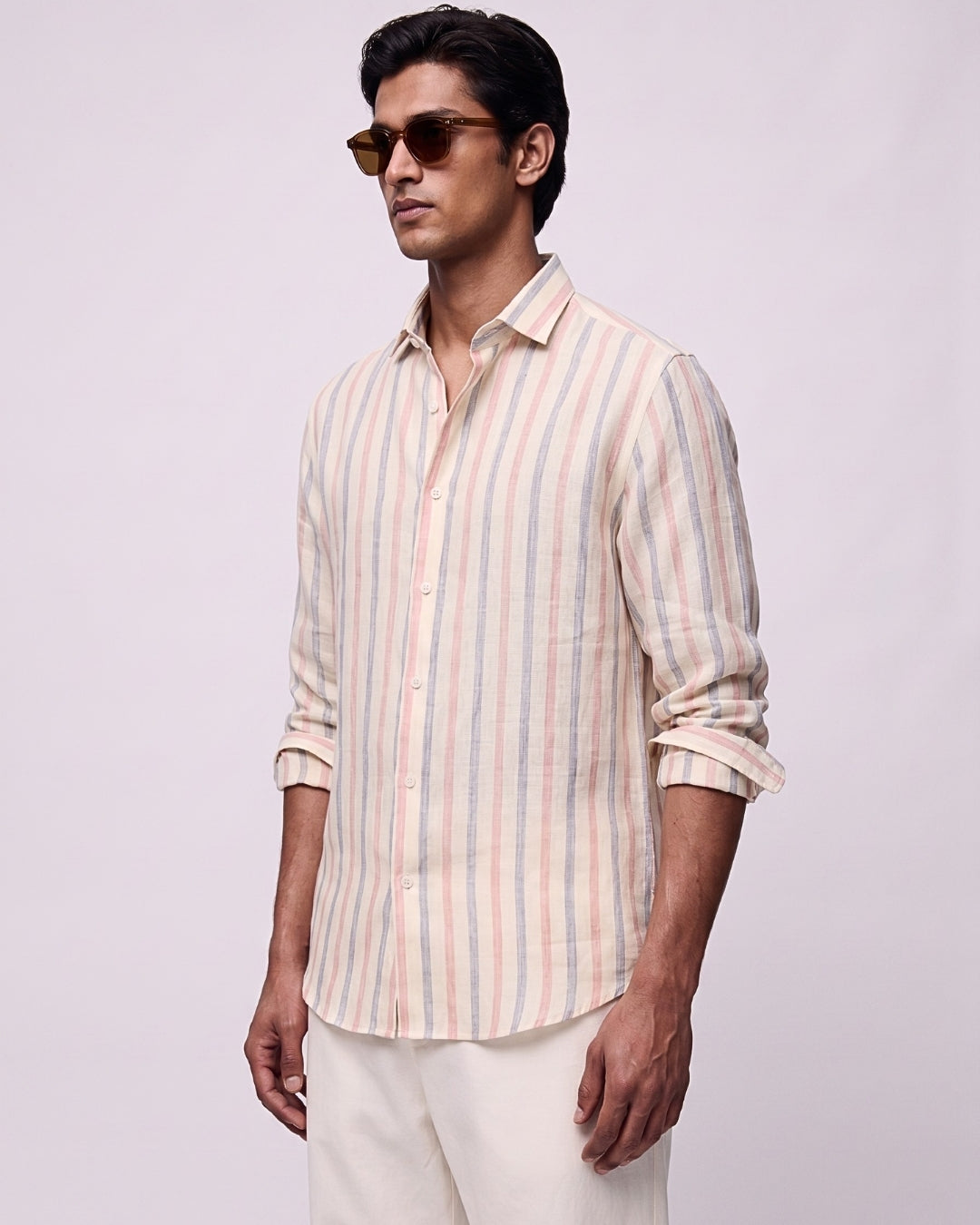 Rosé Striped Linen Shirt