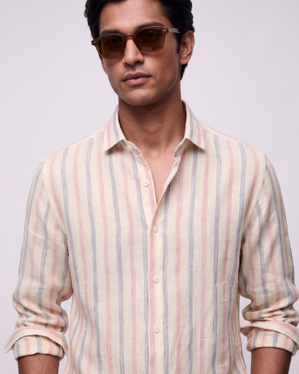 Rosé Striped Linen Shirt