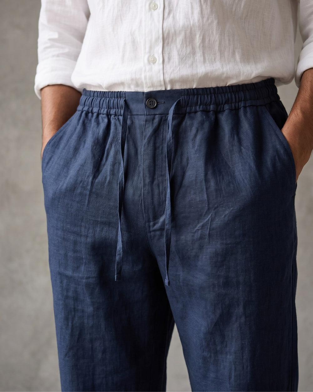 Ink Blue Casual Linen Pants