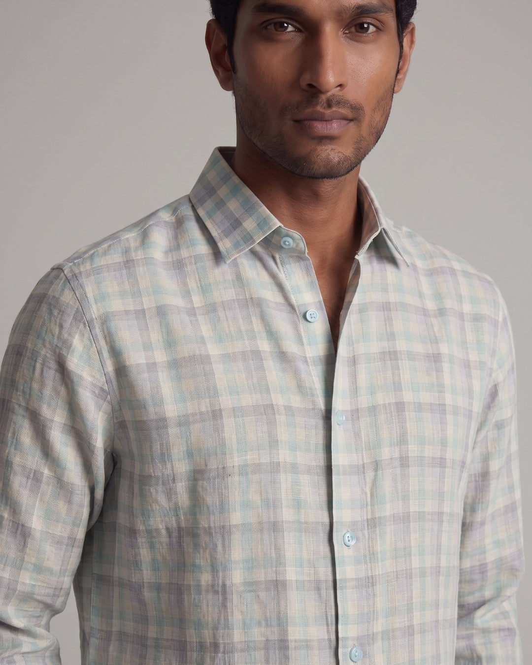 Still Grid Linen Shirt