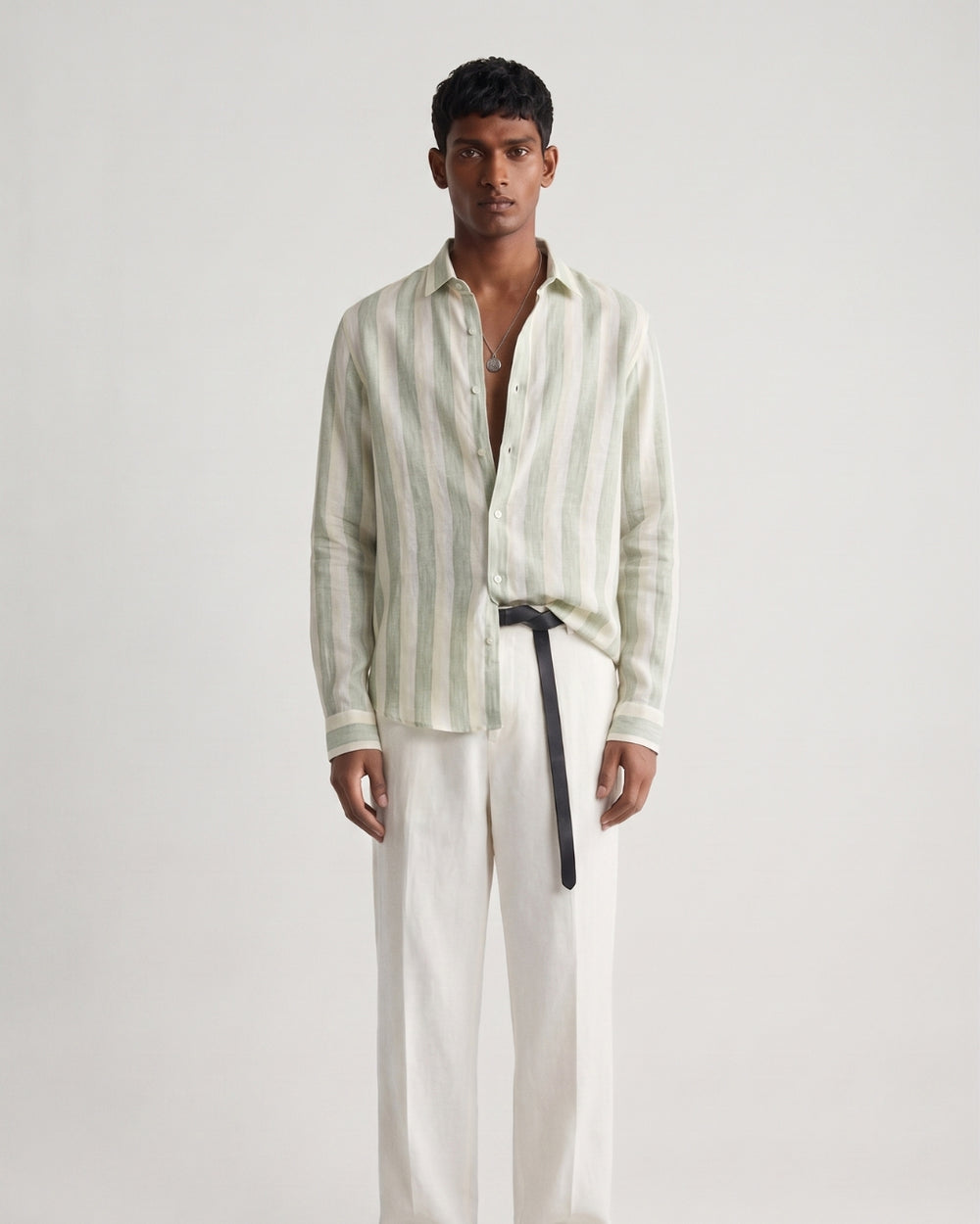 Mint Striped Linen Shirt