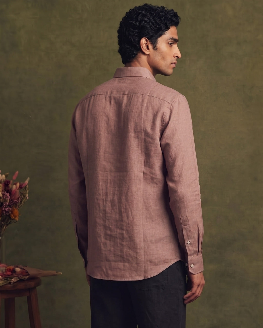 Almost Brown Double Pocketed Linen Shirt