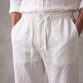 Salt White Casual Linen Pants fabric detail