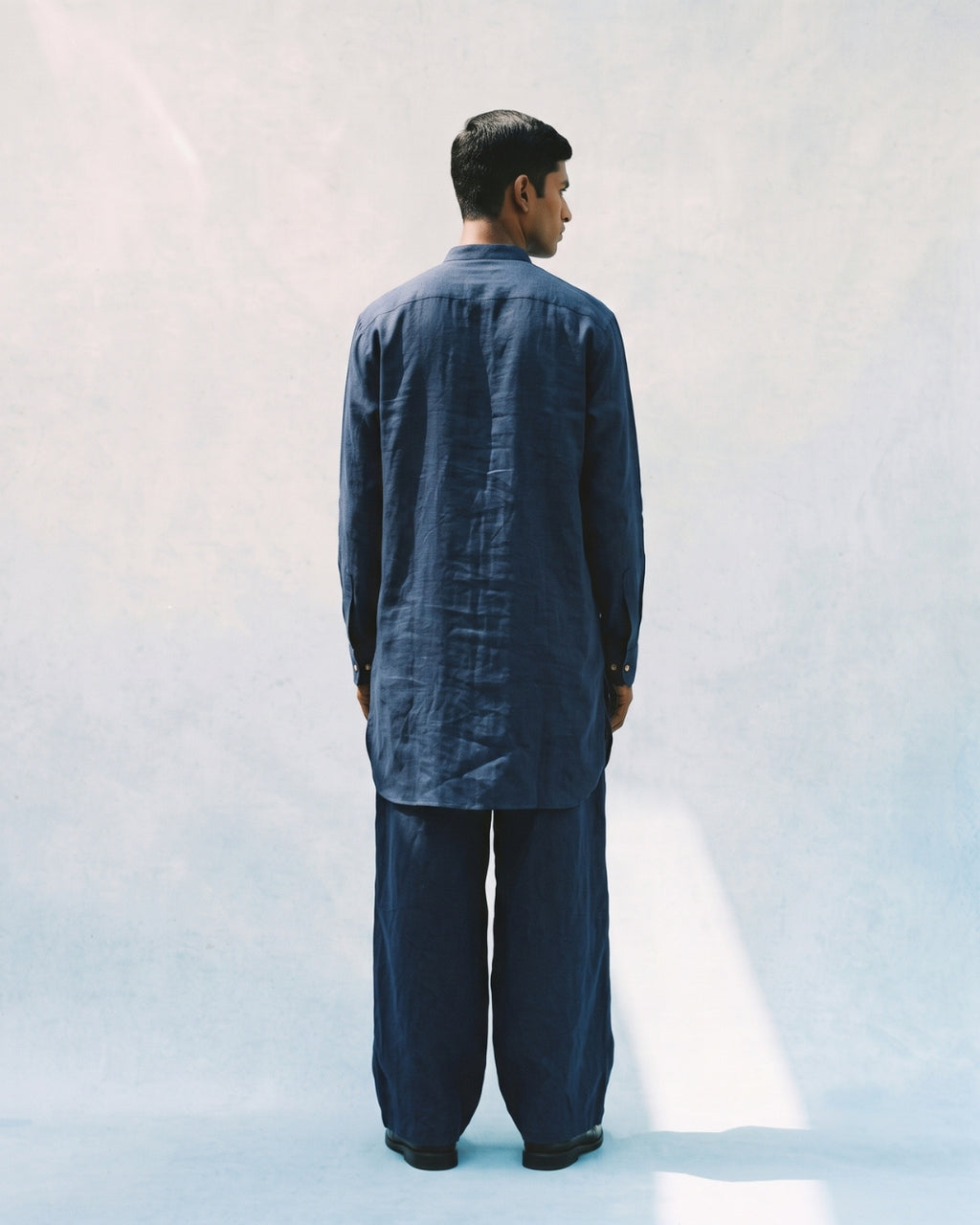 The Mehfil Blue Linen Kurta Set