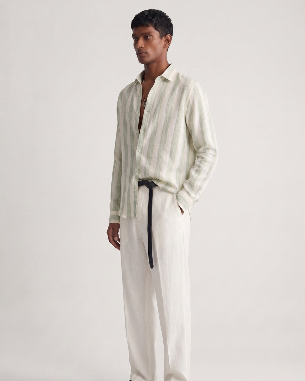 Mint Striped Linen Shirt
