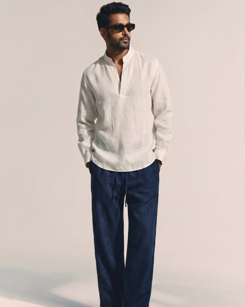 Meridian White PopOver Linen Shirt