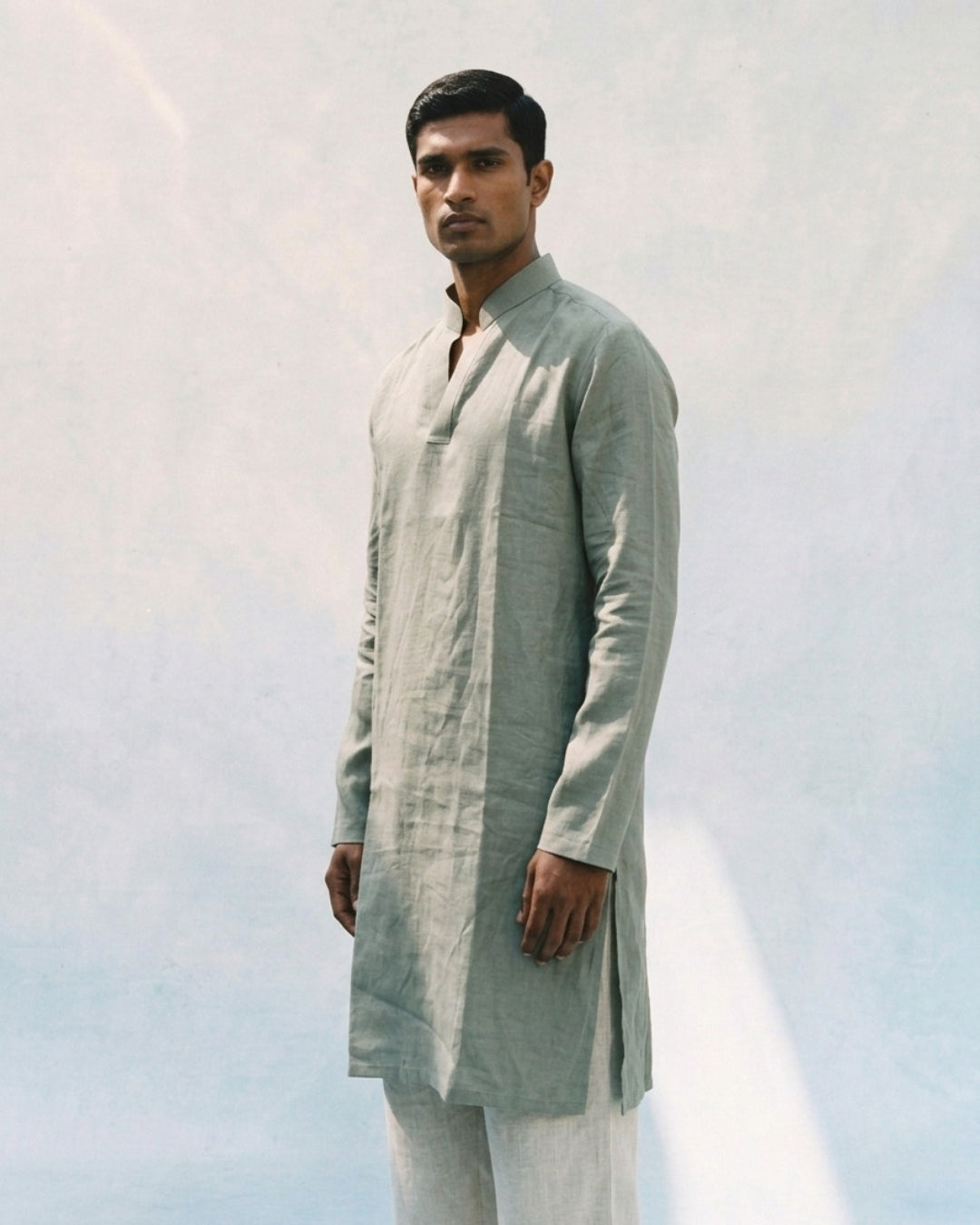 Pastel Green Linen Kurta