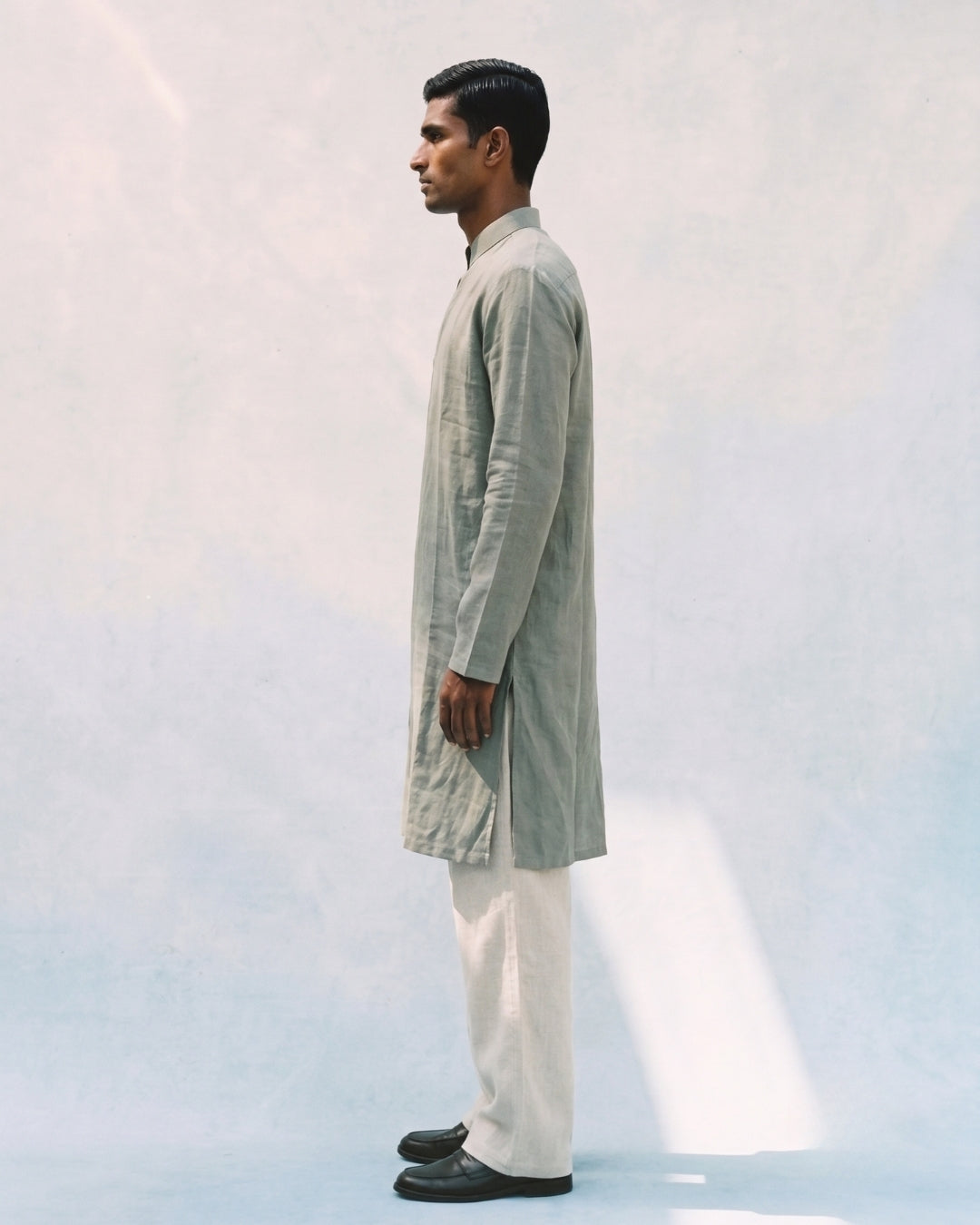 Pastel Green Linen Kurta