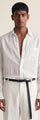 Salt White Linen Shirt fabric detail