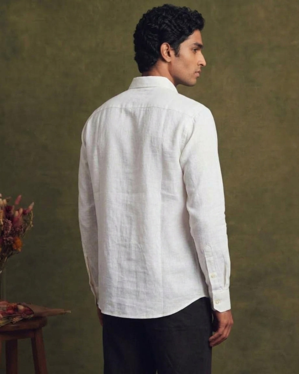 White Double Pocketed Linen Shirt