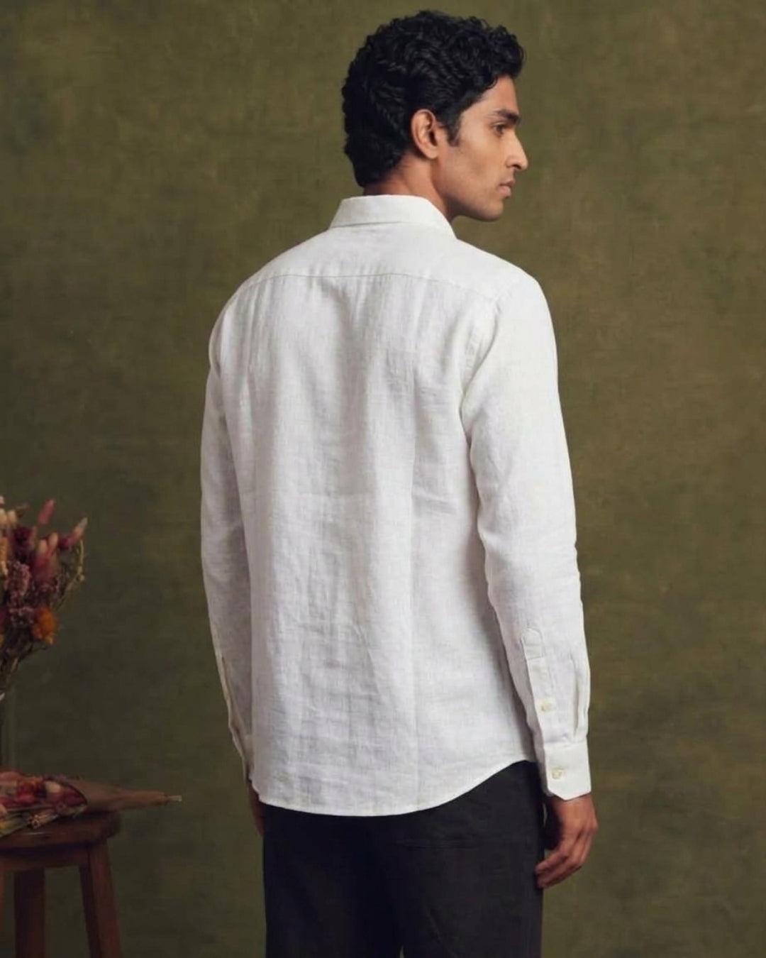 White Double Pocketed Linen Shirt