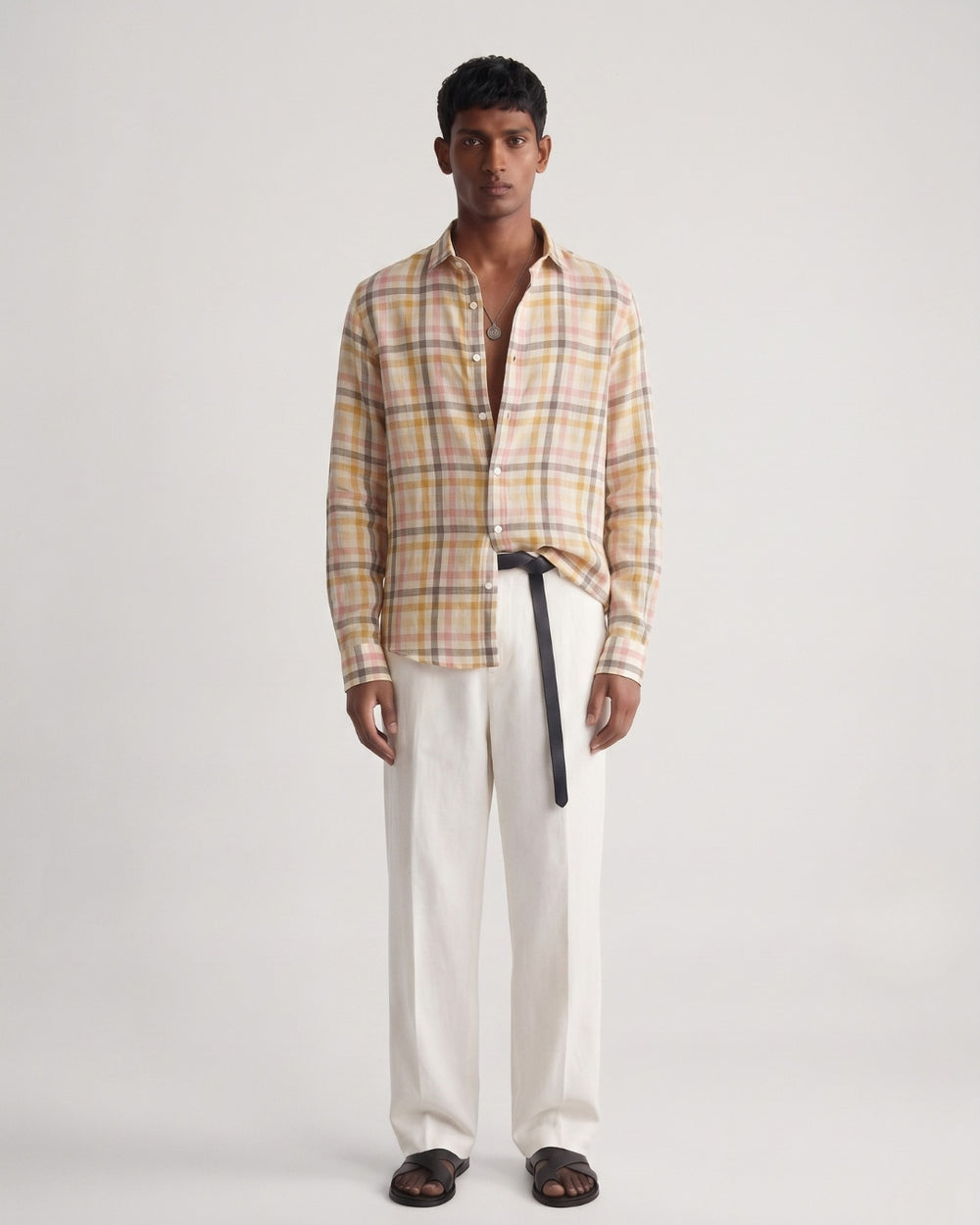 Amber Grid Linen Shirt