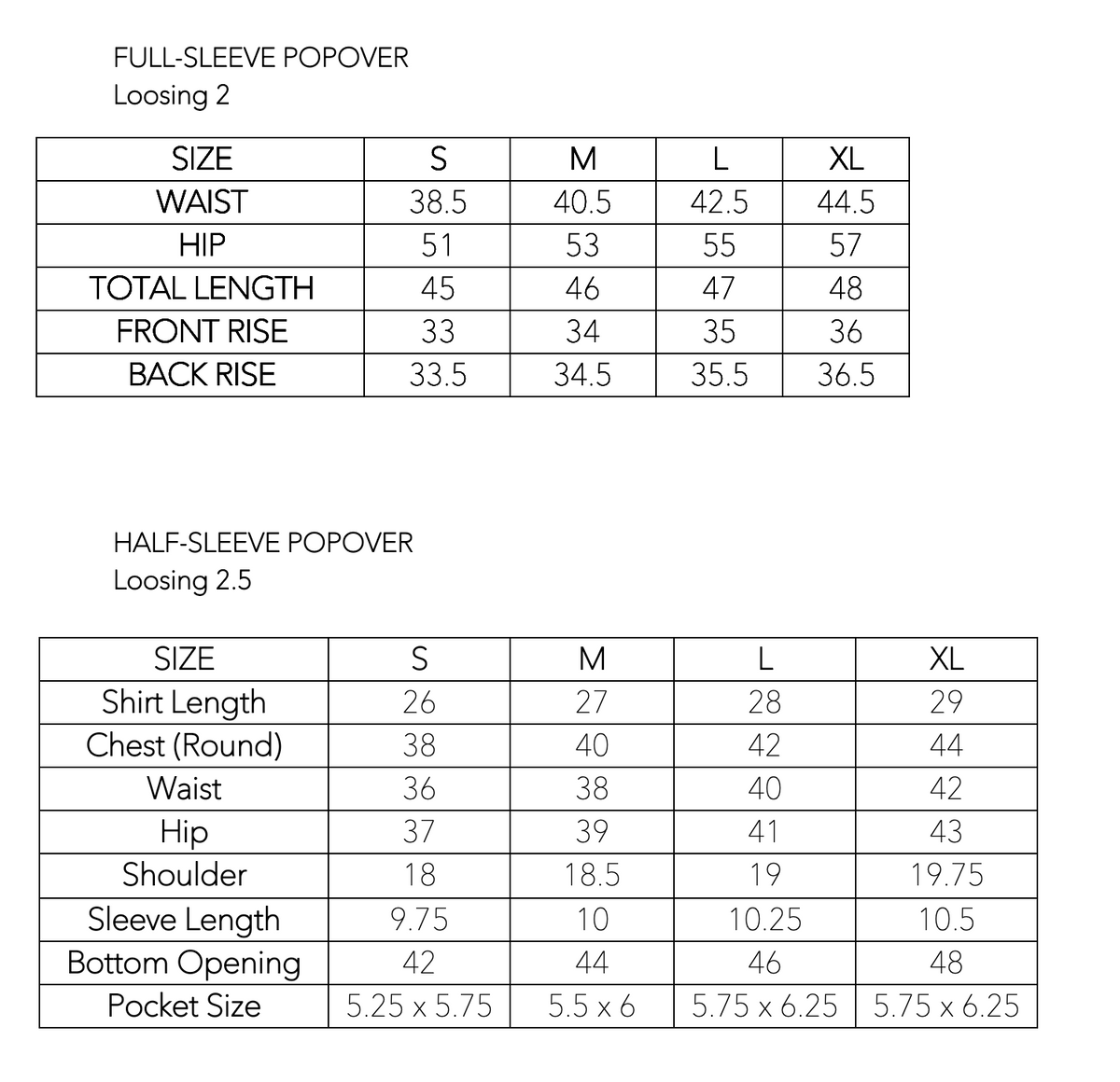 Size guide