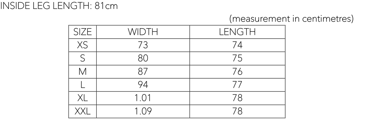 Size chart