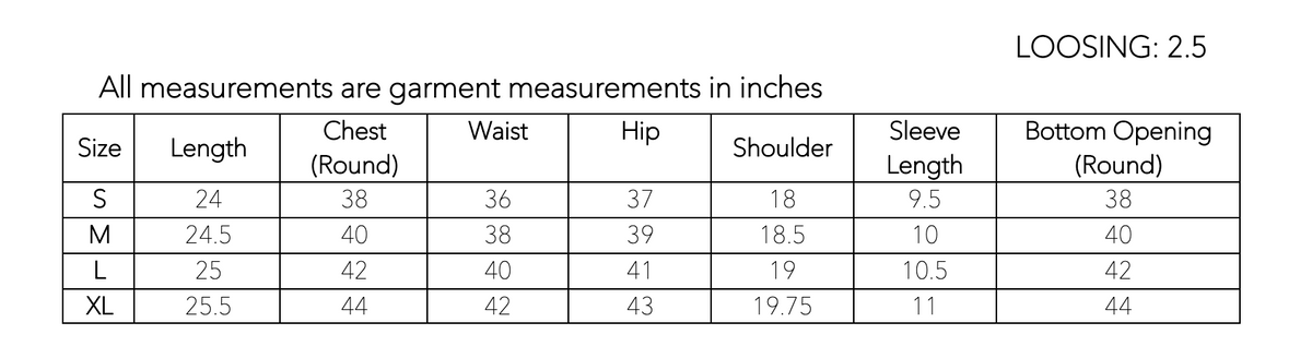 Size chart