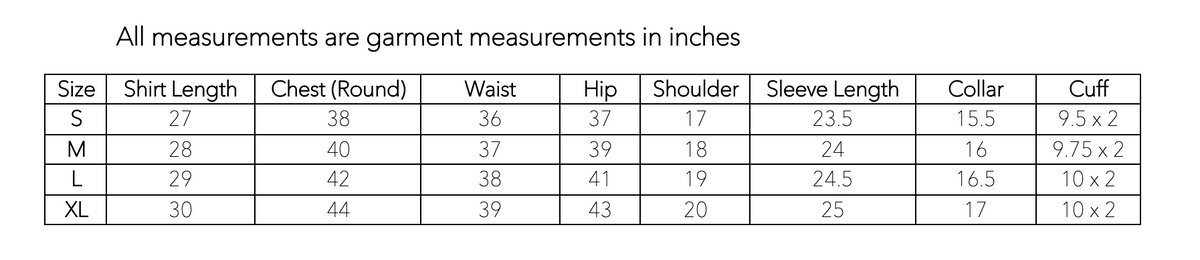 Size chart