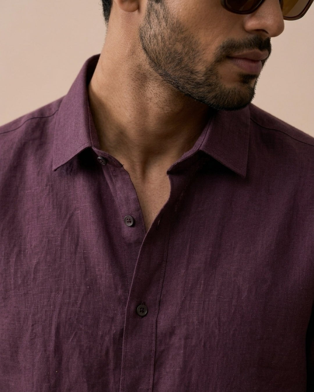 Dusk Maroon Linen Shirt pure breathable linen fabric – Tyra