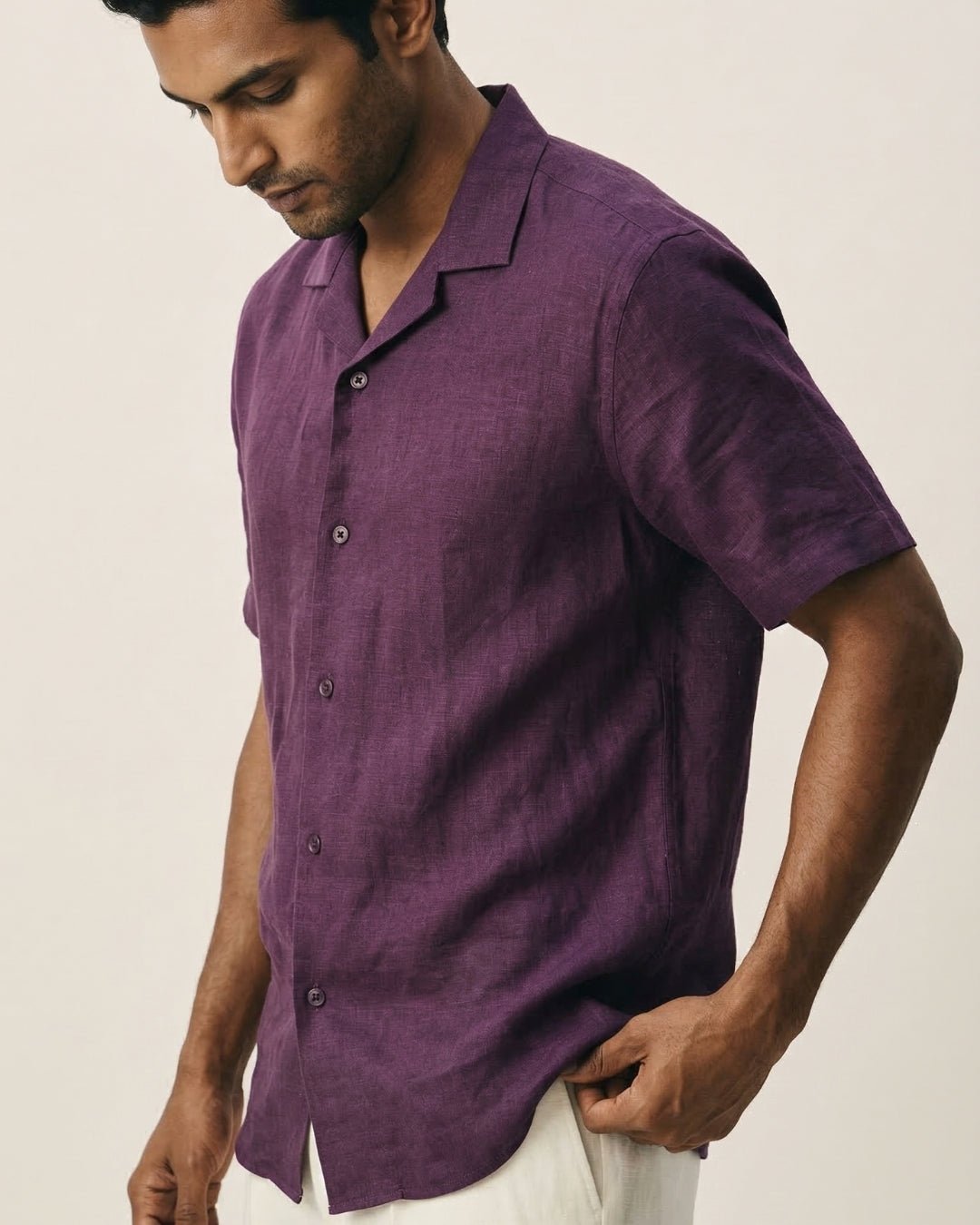 Jamun Purple Linen Shirt pure breathable linen fabric – Tyra