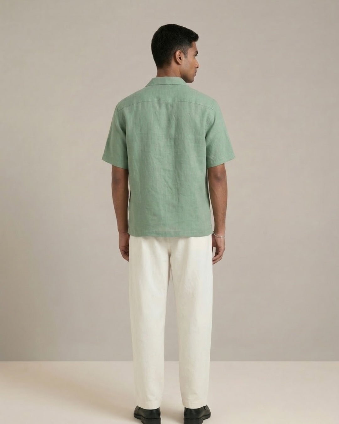 Moss Olive Linen Shirt pure breathable linen fabric – Tyra