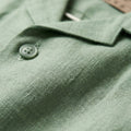 Moss Olive Linen Shirt fabric detail