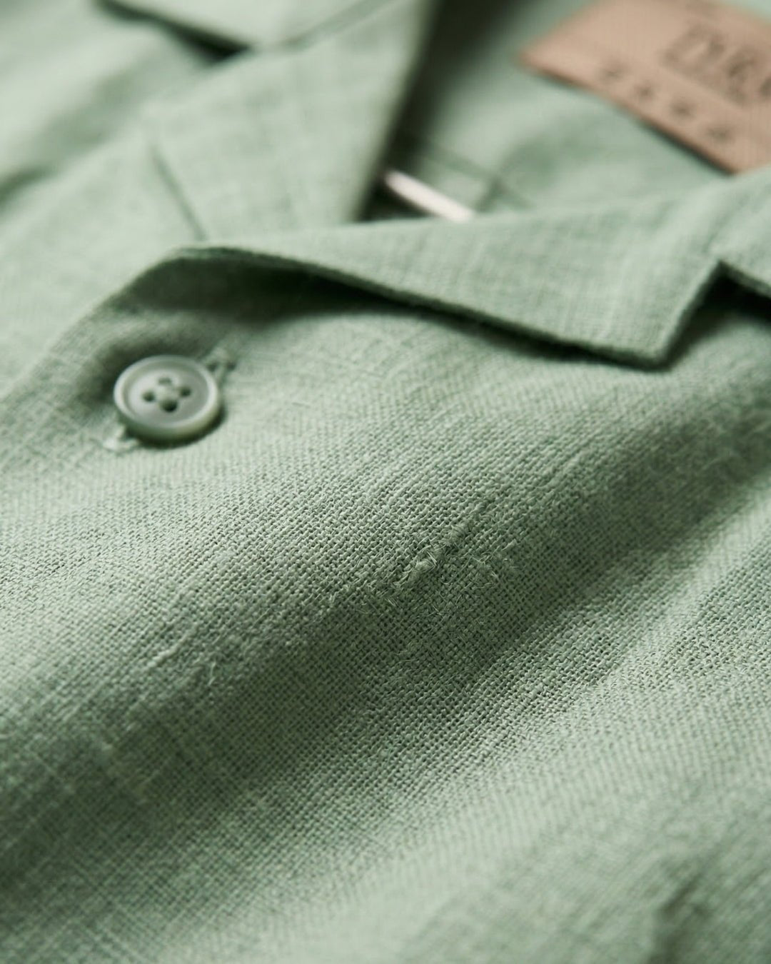 Moss Olive Linen Shirt pure breathable linen fabric – Tyra