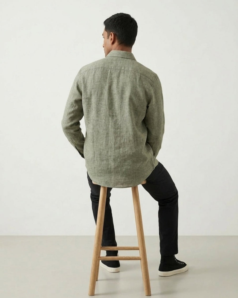 Olive Code Linen Shirt