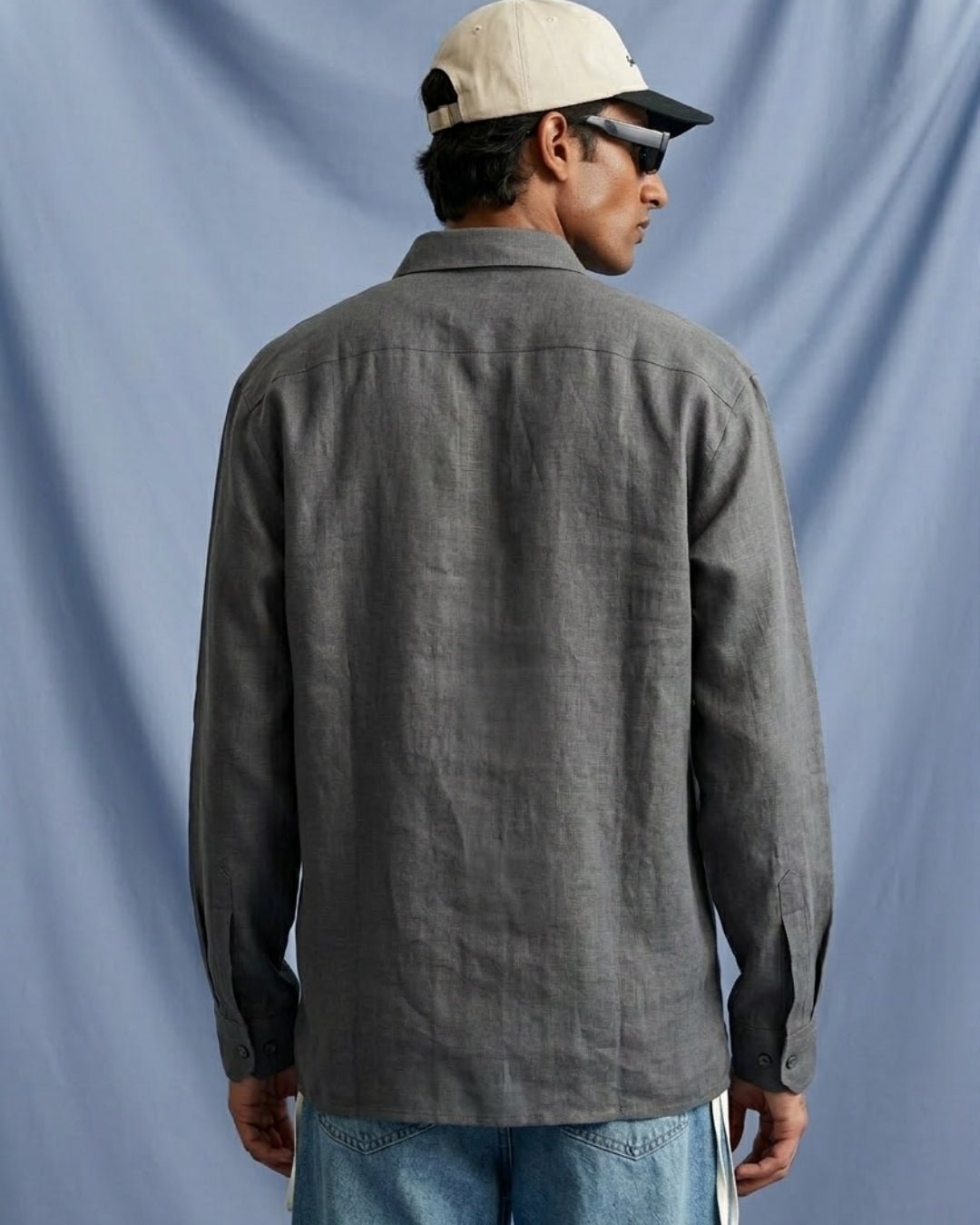 PopOver Grey Linen Shirt pure breathable linen fabric – Tyra