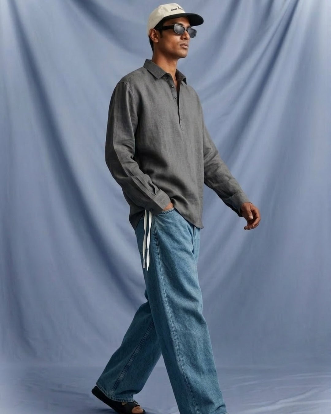 PopOver Grey Linen Shirt pure breathable linen fabric – Tyra