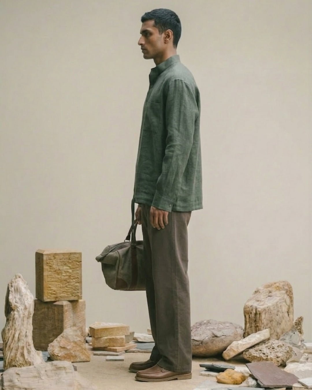 Rove Olive Linen Shirt pure breathable linen fabric – Tyra