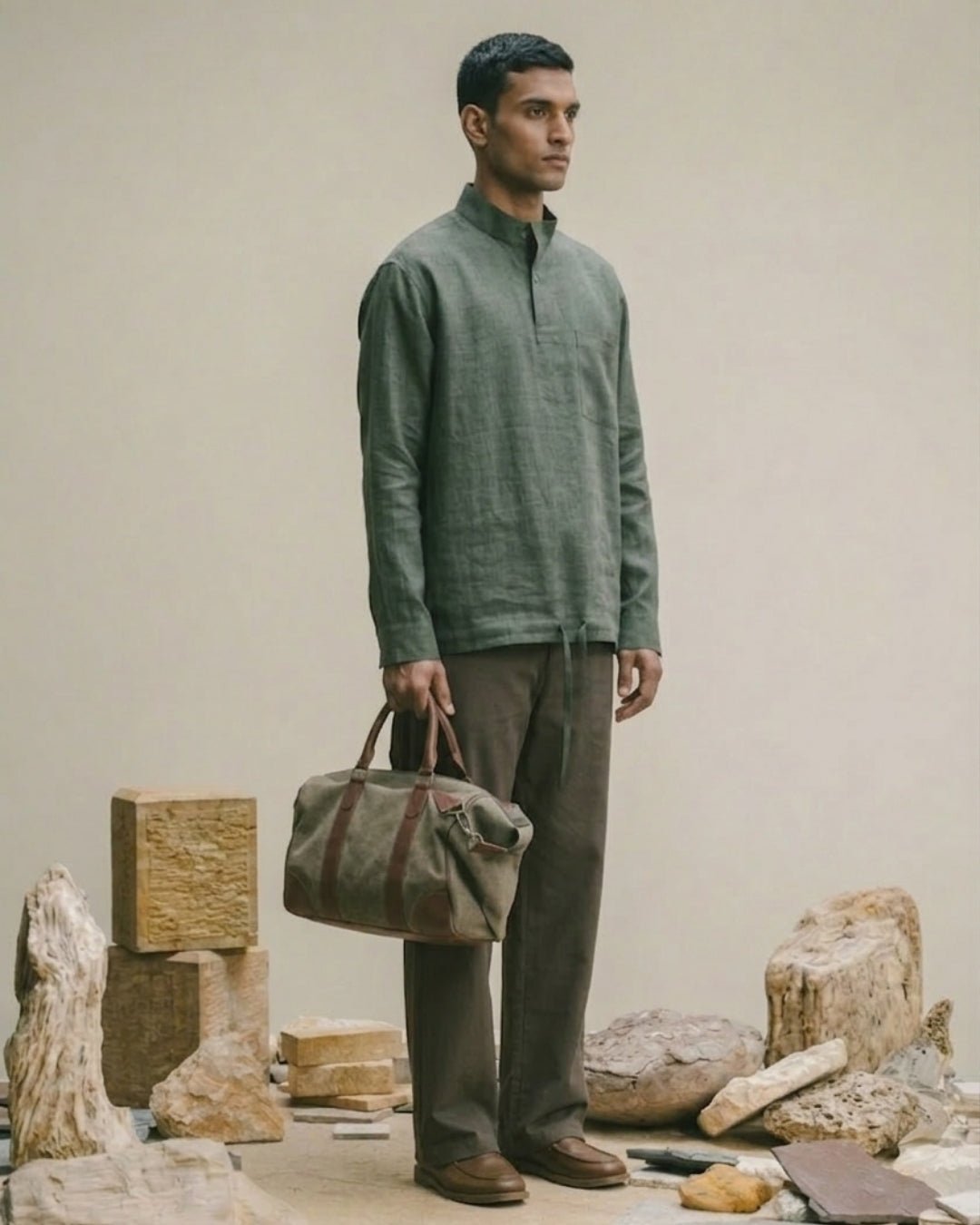 Rove Olive Linen Shirt pure breathable linen fabric – Tyra