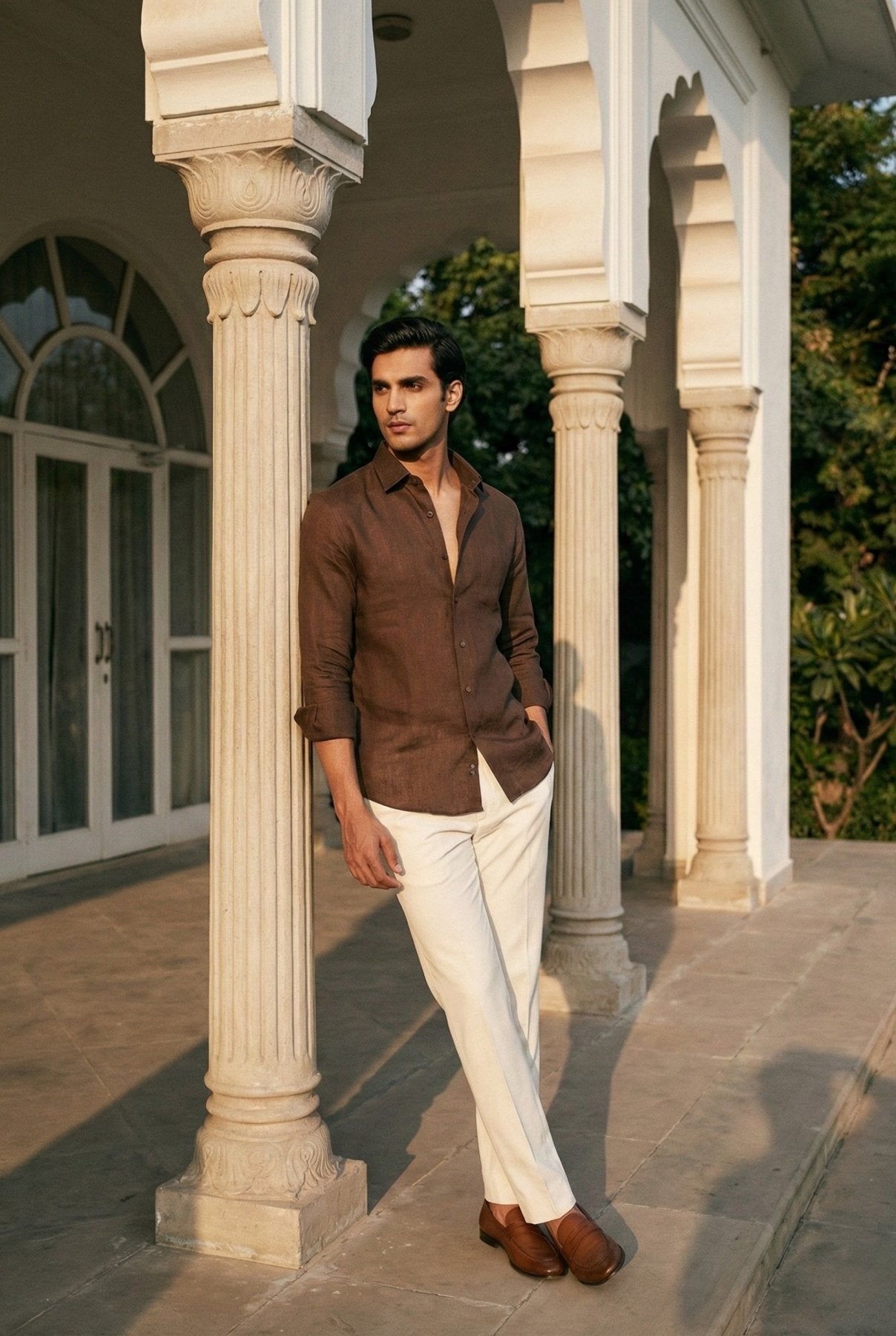 Umber Linen Shirt pure breathable linen fabric – Tyra