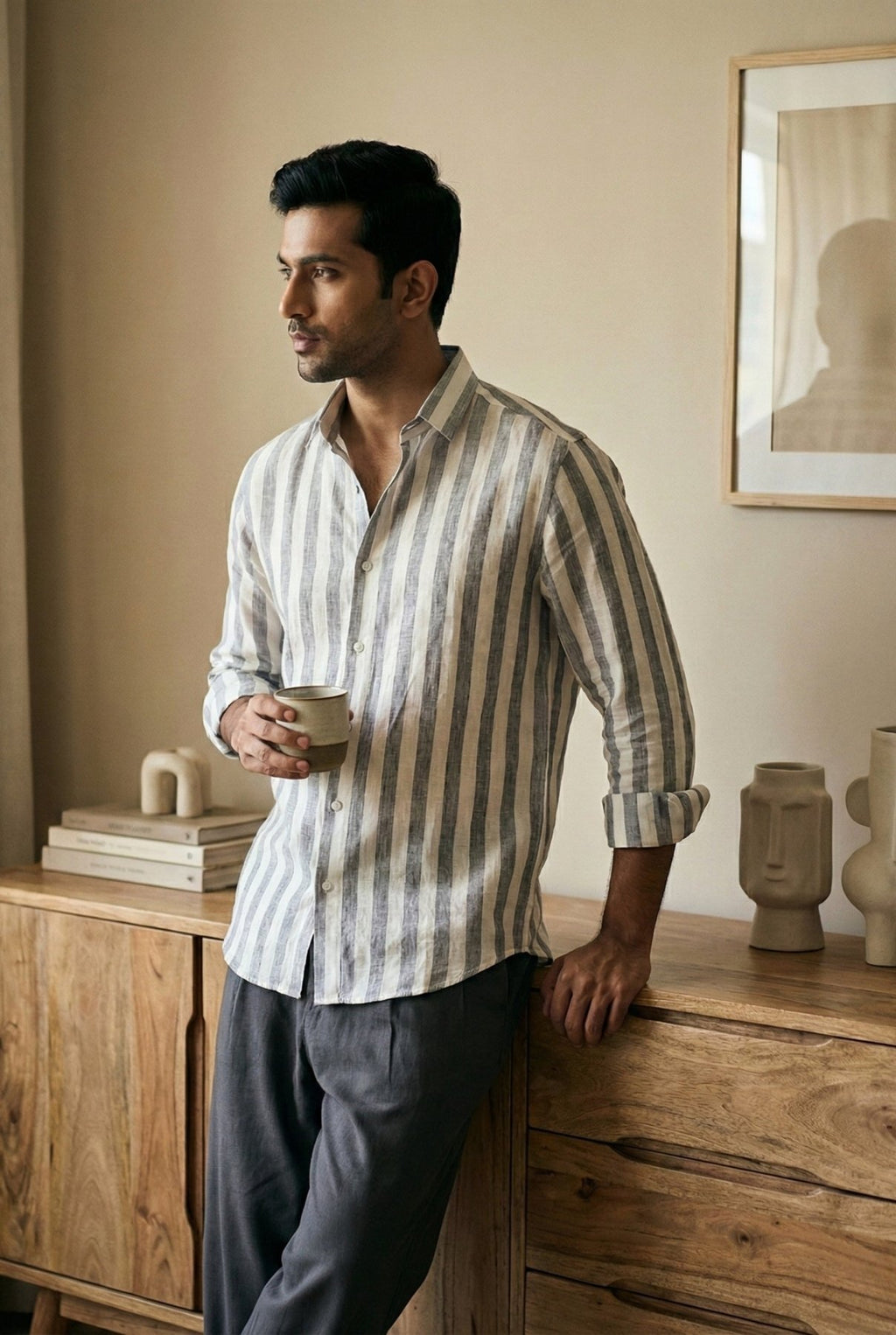 Vellum Striped Linen Shirt pure breathable linen fabric – Tyra