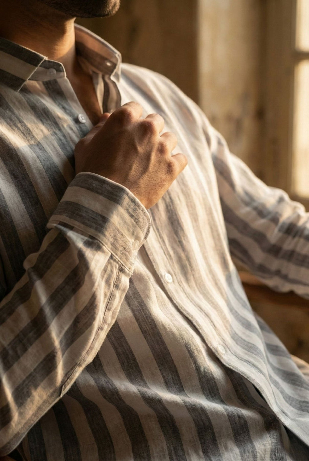 Vellum Striped Linen Shirt pure breathable linen fabric – Tyra