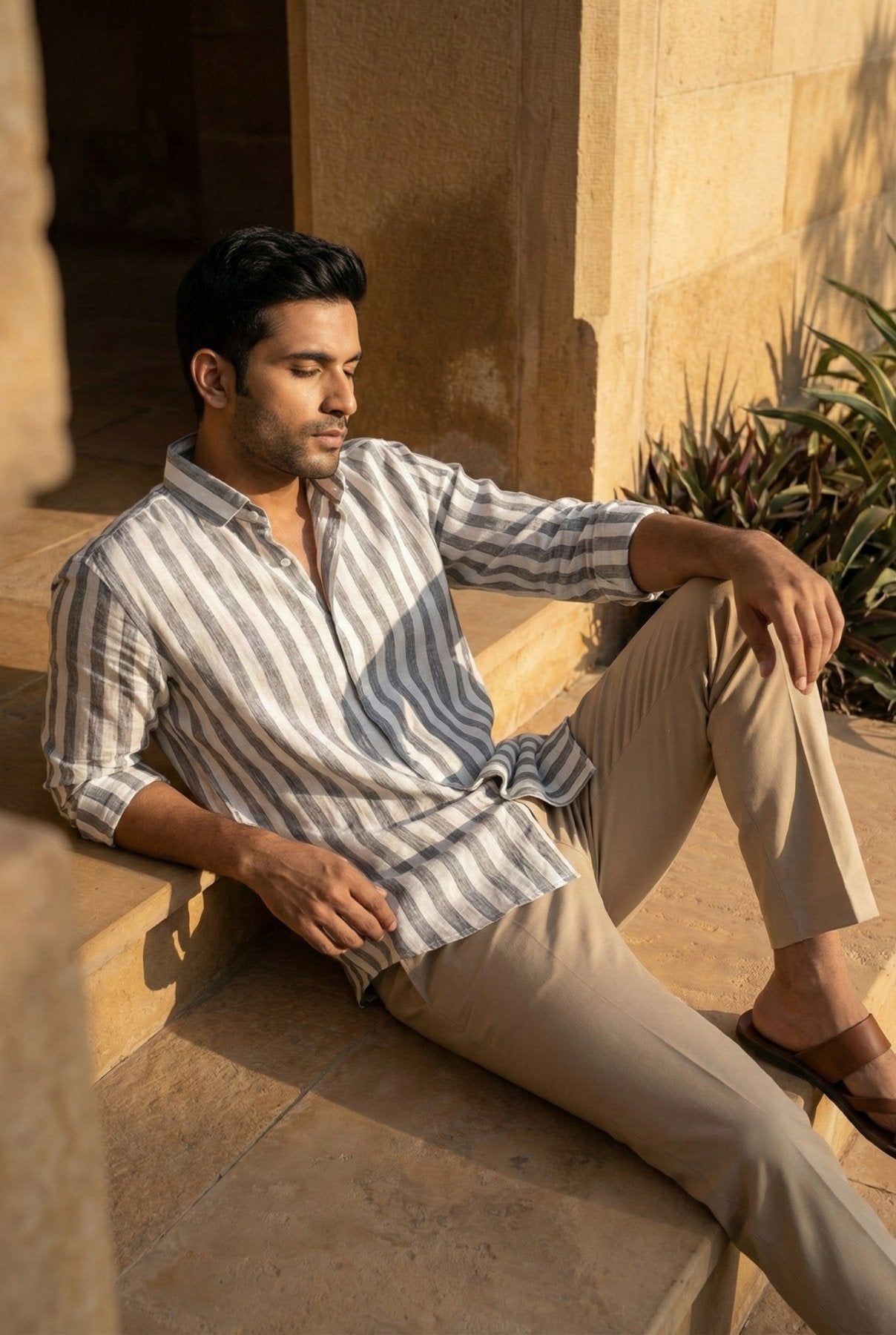 Vellum Striped Linen Shirt pure breathable linen fabric – Tyra